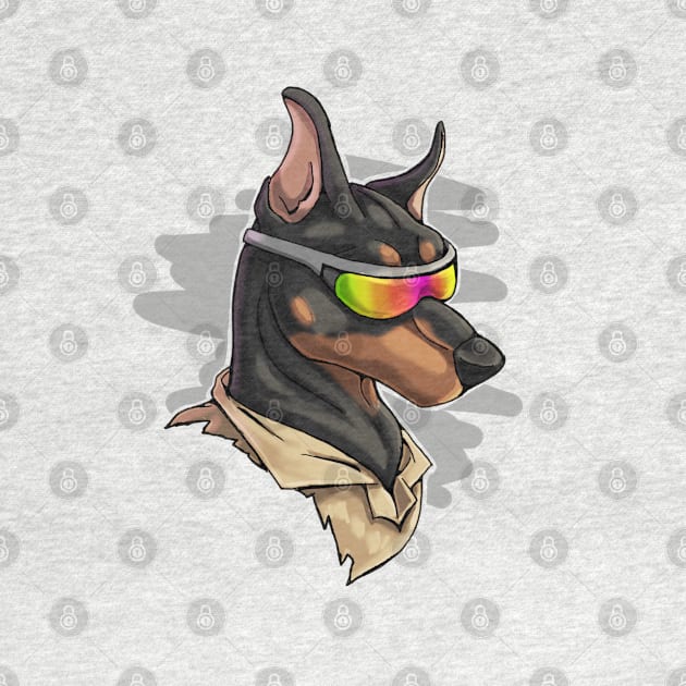 Cool Black Doberman with Shades by Bamsdrawz